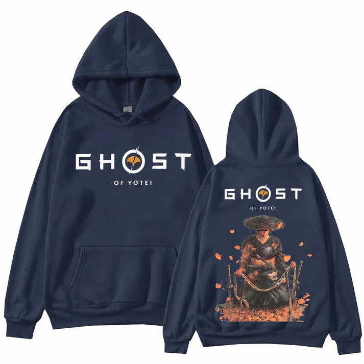 Ghost of Yotei Atsu Sakai Clan Blue Hoodie — Premium Streetwear by Huzi Style
