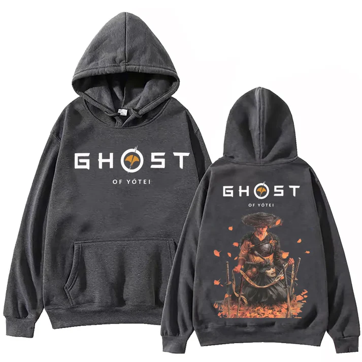Ghost of Yotei Atsu Sakai Clan Grey Hoodie — Premium Streetwear by Huzi Style