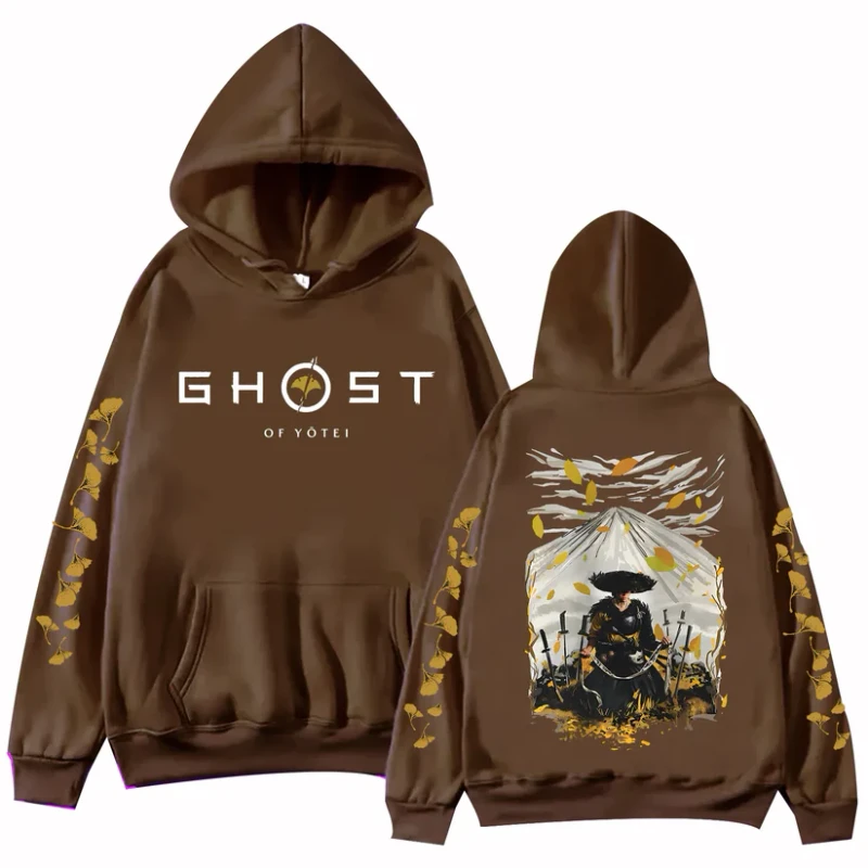 Ghost of Yotei Brown Hoodie - Atsu & Mount Fuji — Premium Streetwear by Huzi Style