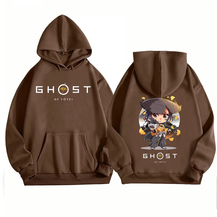 Ghost Of Yotei Kawaii Brown Hoodie — Premium Streetwear by Huzi Style
