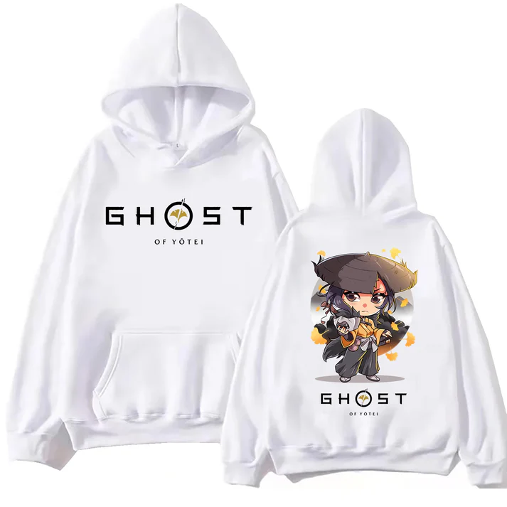 Ghost Of Yotei Kawaii White Hoodie — Premium Streetwear by Huzi Style