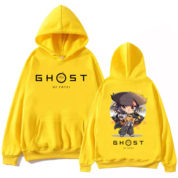 Ghost Of Yotei Kawaii Yellow Hoodie — Premium Streetwear by Huzi Style